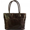 Front view of the Milan Womens Leather Tote Bag in very dark brown