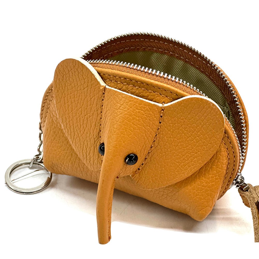 Mini Italian Leather Elephant Pouch – Playful Leather Coin & Key Pouch - Leather Italiano