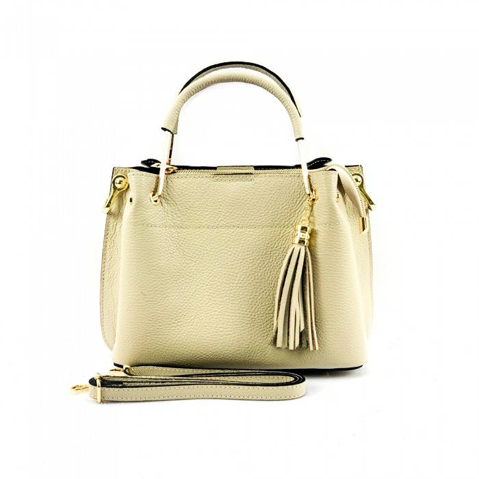 Front view of Modena beige leather purse for woman