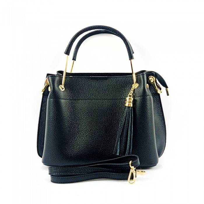 Front view of Modena black leather purse