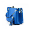 Side view of Modena blue leather purse