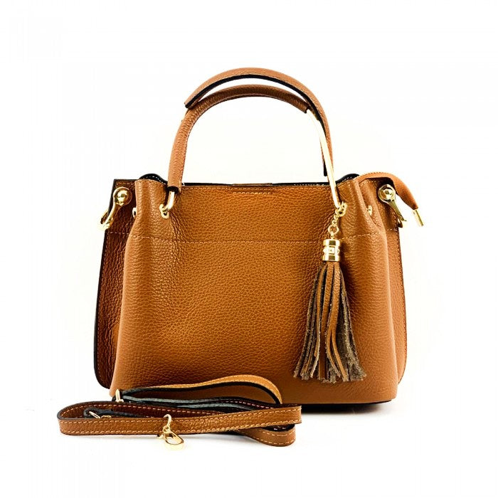 front view of modena brown leather purse for women