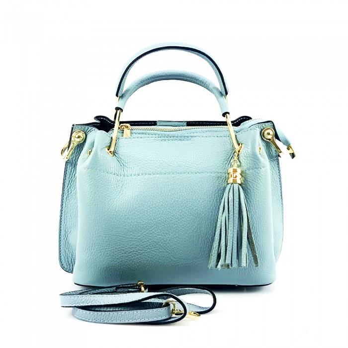 Front view of Modena cyan leather purse for woman