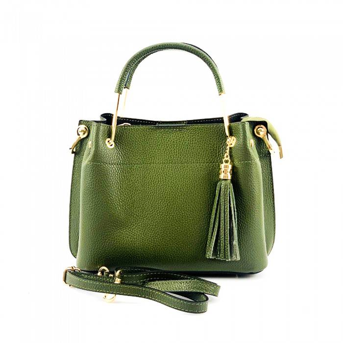 Front view of Modena dark green leather purse