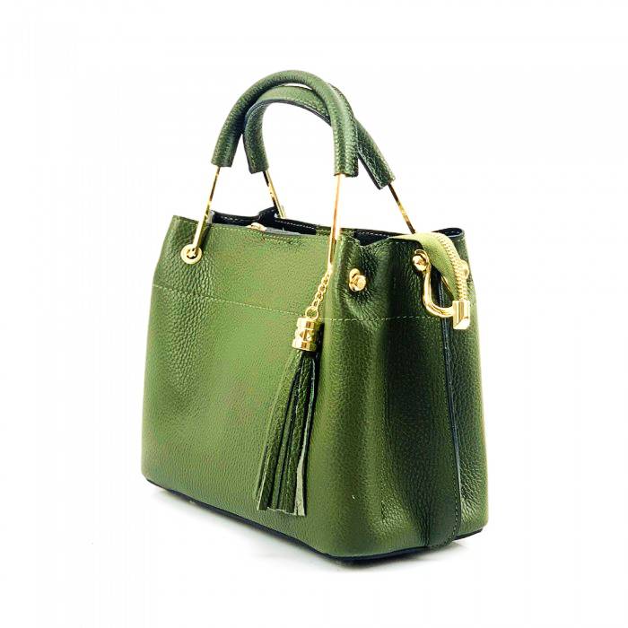 Side view of Modena dark green leather purse