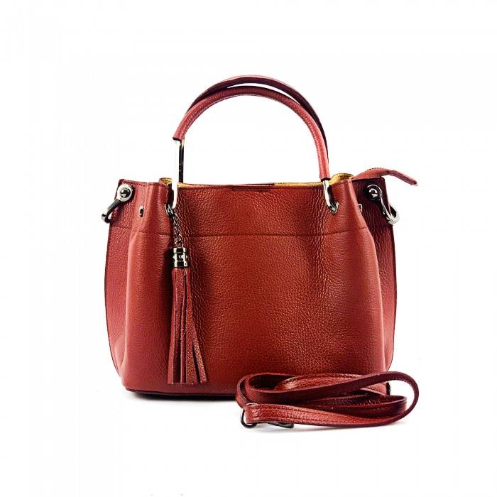 Front view of Modena dark red leather purse