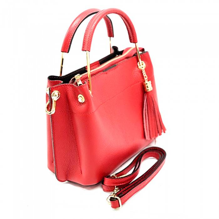 Side view of Modena red leather purse