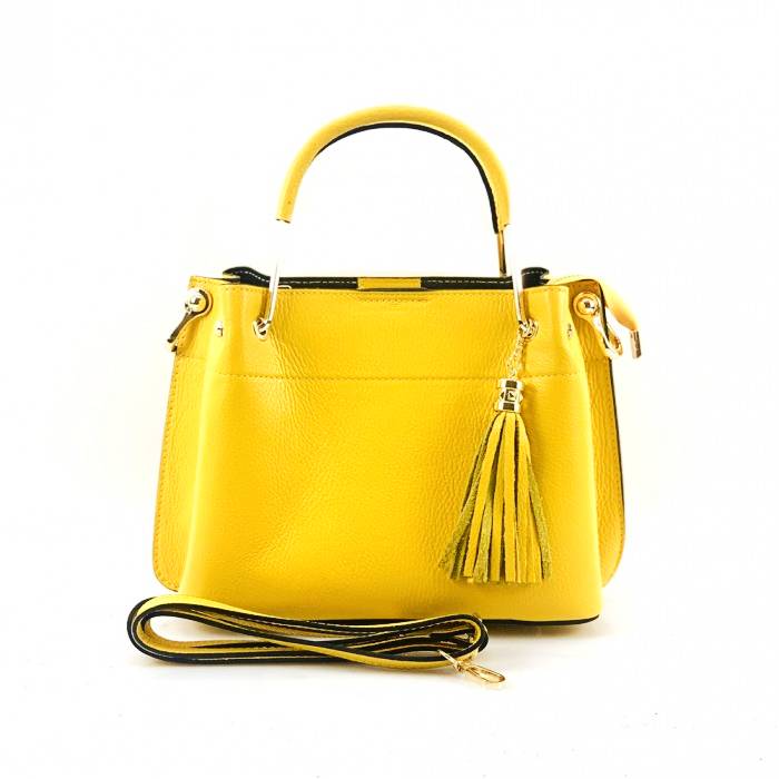 Front view of Modena yellow leather purse for woman