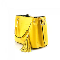 Side view of Modena yellow leather purse for woman