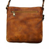 back view of monza small brown leather messenger bag
