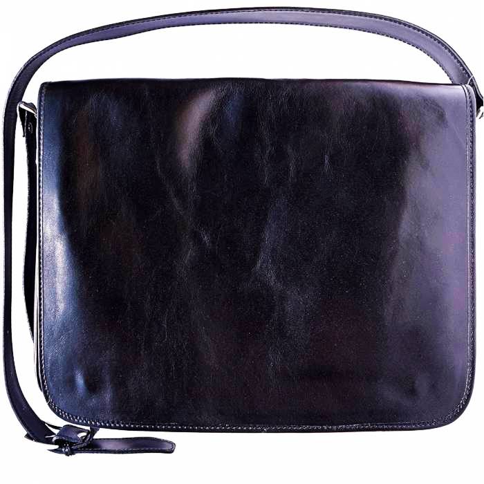 Naples Full Grain Leather Messenger Bag in black