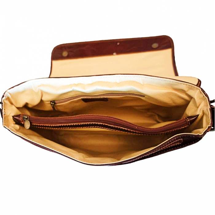 Crossbody leather handbag for women interior view
