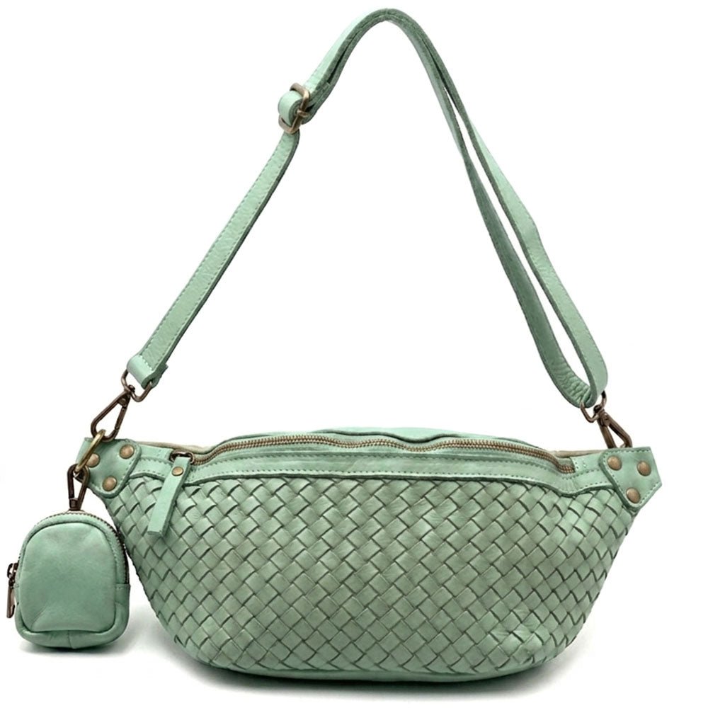 Nissim Leather Woven Sling Bag - Leather Italiano
