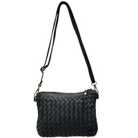 Norevia Mini Washed Cow Leather Woven Crossbody Bag - Leather Italiano