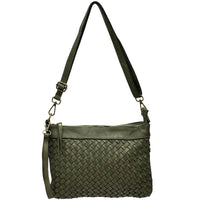 Norevia Woven Washed Cow Leather Crossbody Bag - Leather Italiano