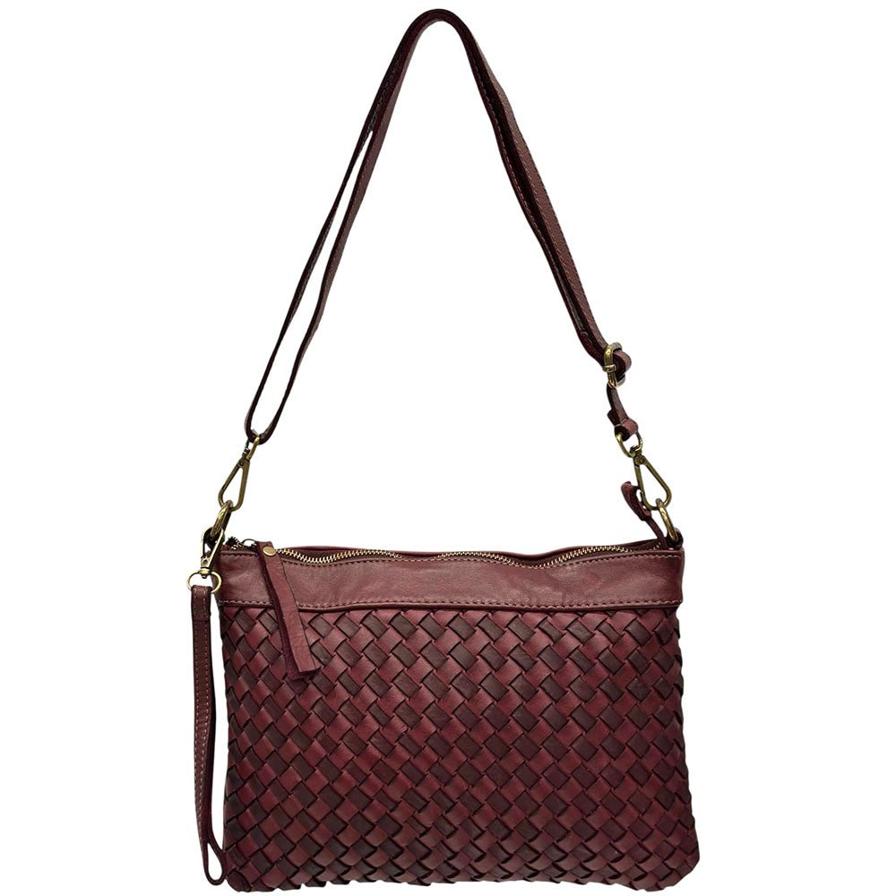 Norevia Woven Washed Cow Leather Crossbody Bag - Leather Italiano