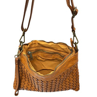 Norevia Woven Washed Cow Leather Crossbody Bag - Leather Italiano