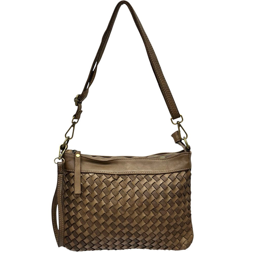 Norevia Woven Washed Cow Leather Crossbody Bag - Leather Italiano