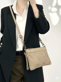 Norevia Woven Washed Cow Leather Crossbody Bag - Leather Italiano