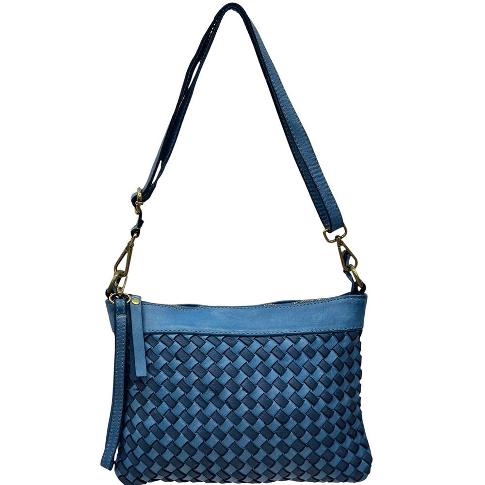 Norevia Woven Washed Cow Leather Crossbody Bag - Leather Italiano