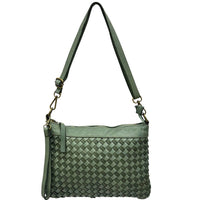 Norevia Woven Washed Cow Leather Crossbody Bag - Leather Italiano