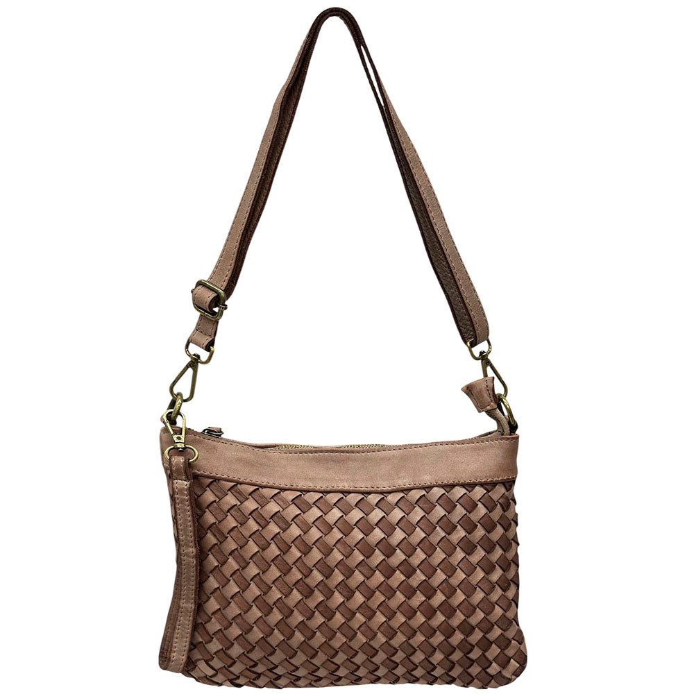 Norevia Woven Washed Cow Leather Crossbody Bag - Leather Italiano