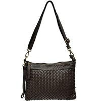 Norevia Woven Washed Cow Leather Crossbody Bag - Leather Italiano