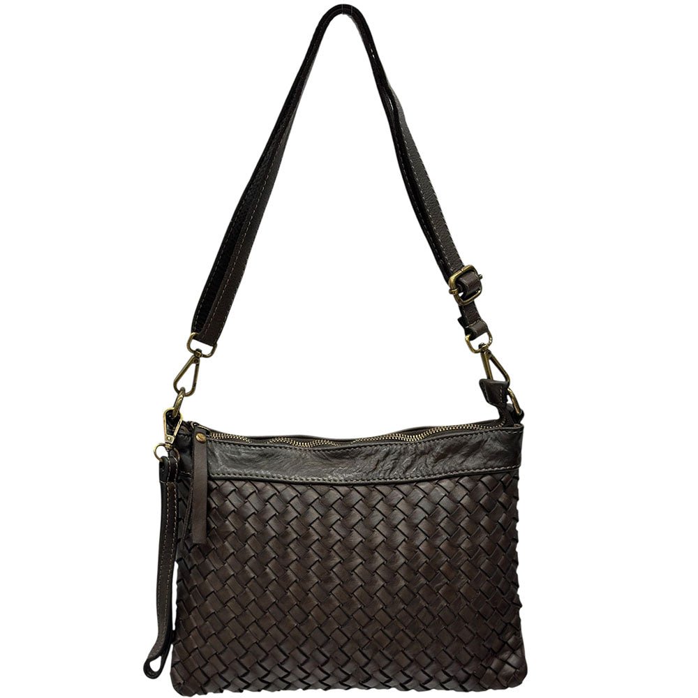 Norevia Woven Washed Cow Leather Crossbody Bag - Leather Italiano