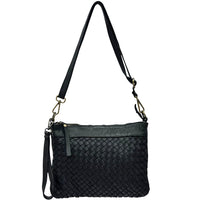 Norevia Woven Washed Cow Leather Crossbody Bag - Leather Italiano