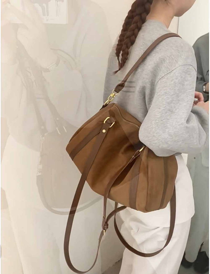 Petra Suede Leather Handbag – Handmade in Florence (Convertible Shoulder & Crossbody) - Leather Italiano