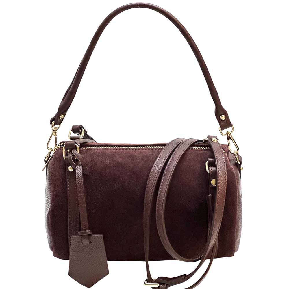 Petra Suede Leather Handbag – Handmade in Florence (Convertible Shoulder & Crossbody) - Leather Italiano