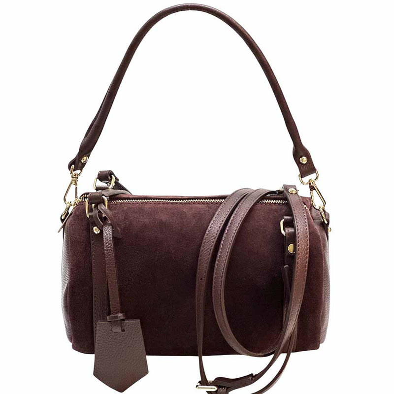 Petra Suede Leather Handbag – Handmade in Florence (Convertible Shoulder & Crossbody) - Leather Italiano