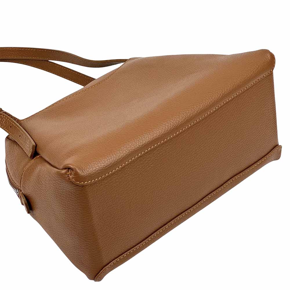 Pia Leather Shoulder Bag – Handmade in Florence from Pebbled Italian Leather - Leather Italiano