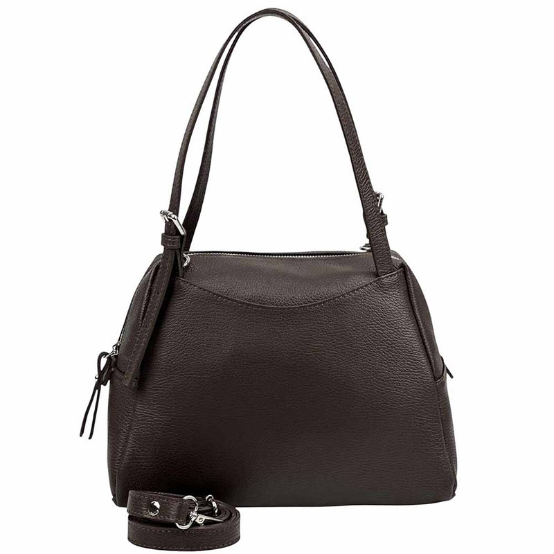 Pia Leather Shoulder Bag – Handmade in Florence from Pebbled Italian Leather - Leather Italiano