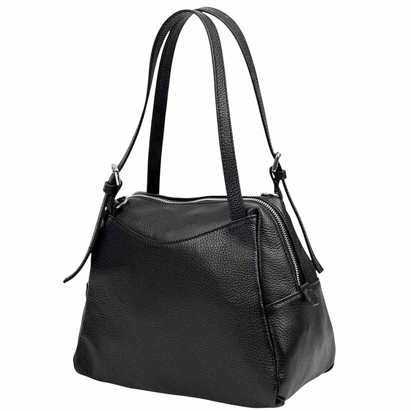 Pia Leather Shoulder Bag – Handmade in Florence from Pebbled Italian Leather - Leather Italiano