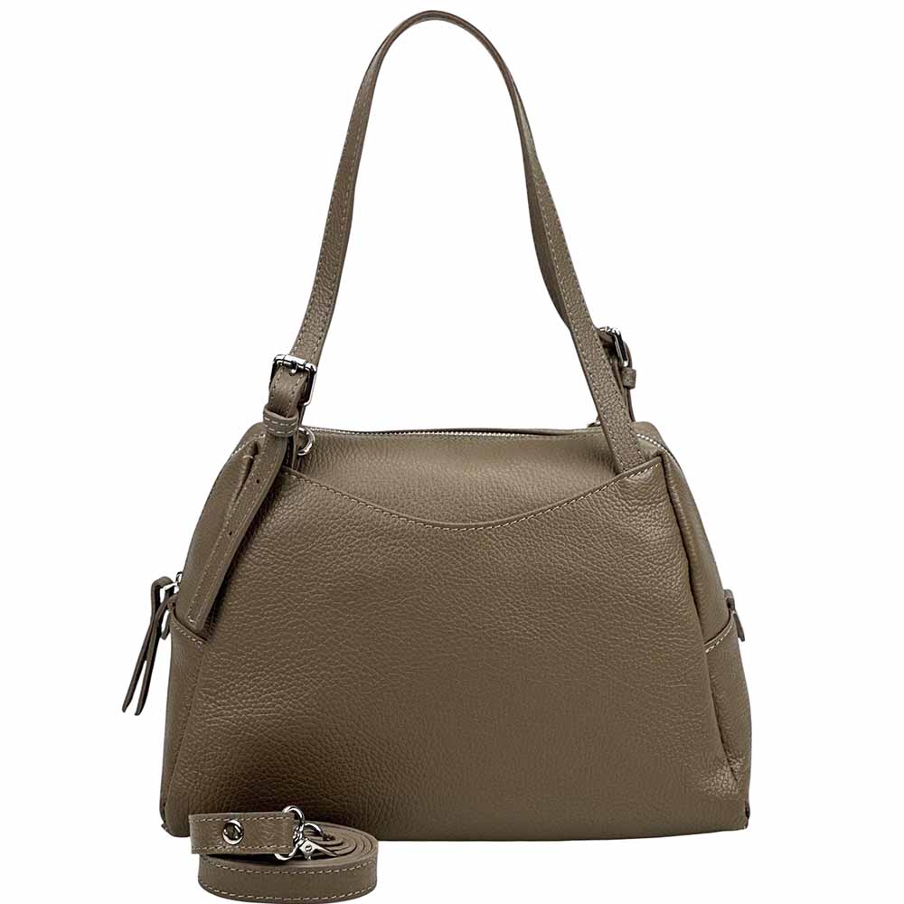 Pia Leather Shoulder Bag – Handmade in Florence from Pebbled Italian Leather - Leather Italiano