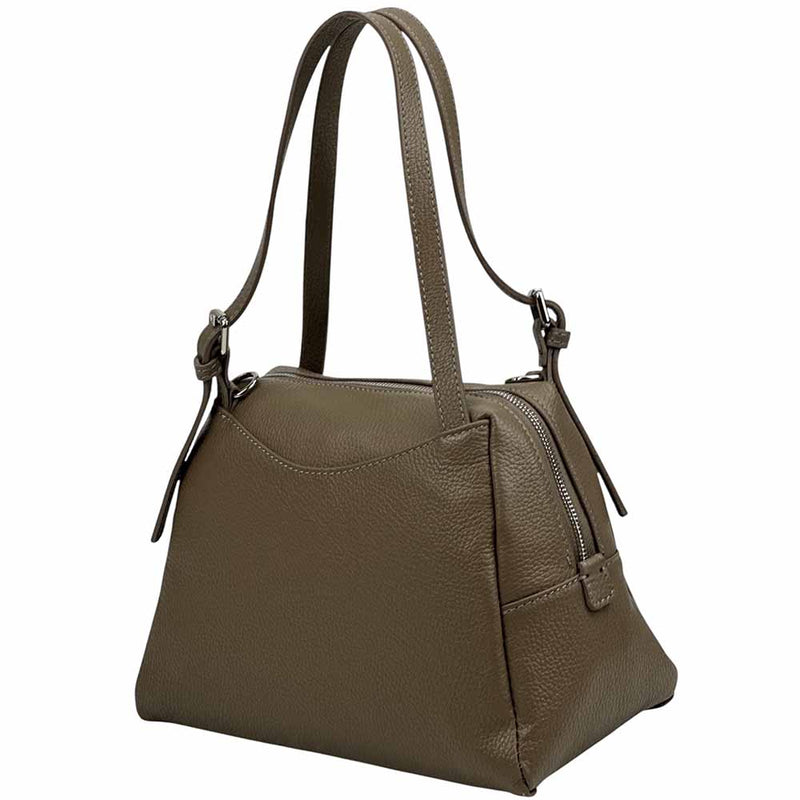 Pia Leather Shoulder Bag – Handmade in Florence from Pebbled Italian Leather - Leather Italiano