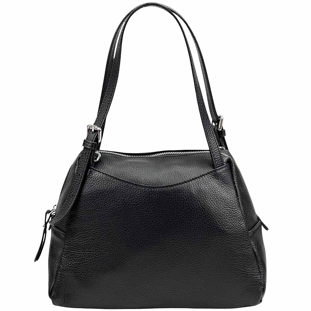 Pia Leather Shoulder Bag – Handmade in Florence from Pebbled Italian Leather - Leather Italiano