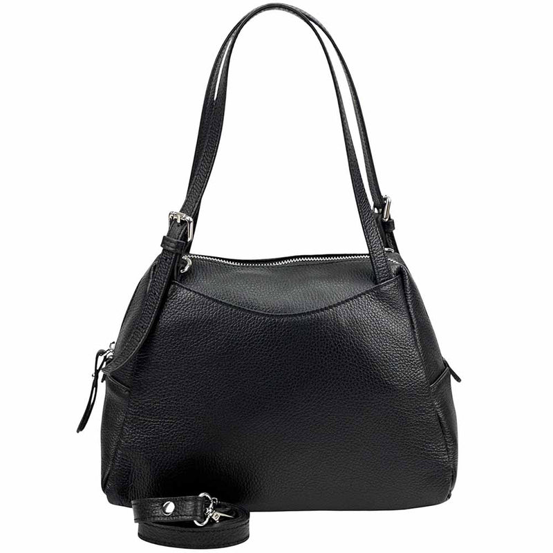 Pia Leather Shoulder Bag – Handmade in Florence from Pebbled Italian Leather - Leather Italiano