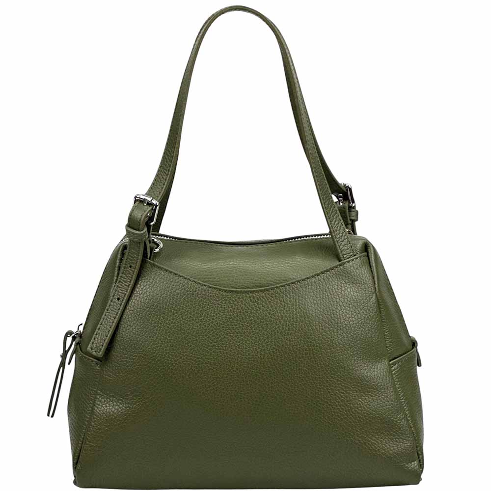 Pia Leather Shoulder Bag – Handmade in Florence from Pebbled Italian Leather - Leather Italiano