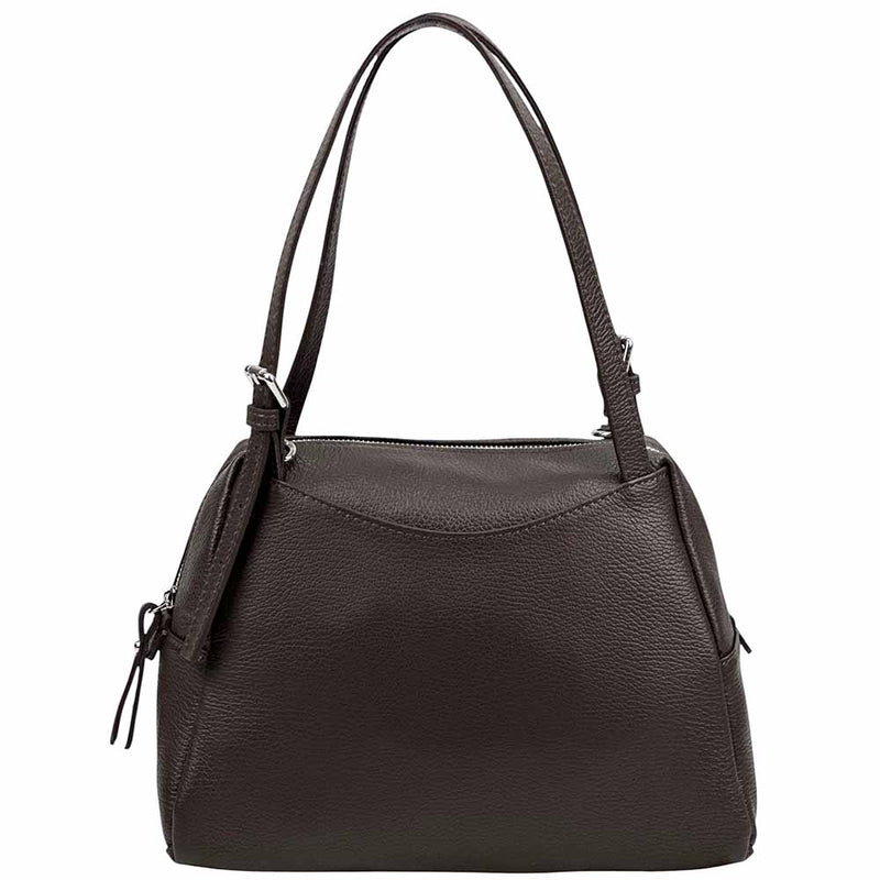 Pia Leather Shoulder Bag – Handmade in Florence from Pebbled Italian Leather - Leather Italiano