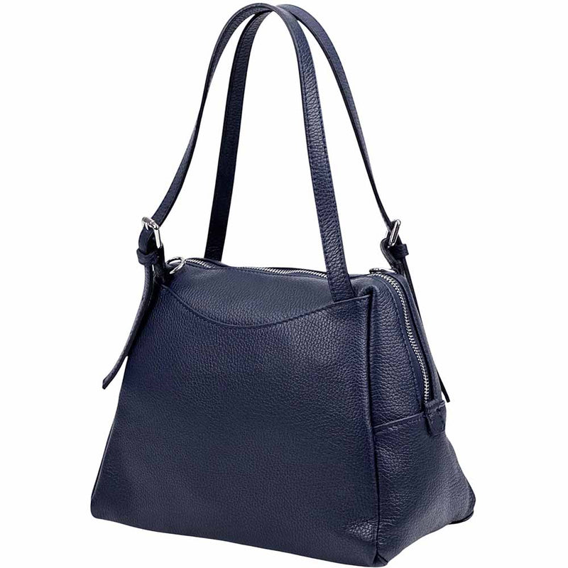 Pia Leather Shoulder Bag – Handmade in Florence from Pebbled Italian Leather - Leather Italiano