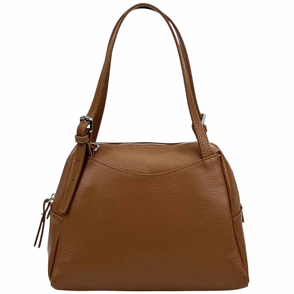 Pia Leather Shoulder Bag – Handmade in Florence from Pebbled Italian Leather - Leather Italiano