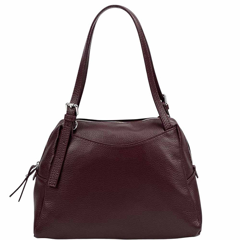 Pia Leather Shoulder Bag – Handmade in Florence from Pebbled Italian Leather - Leather Italiano