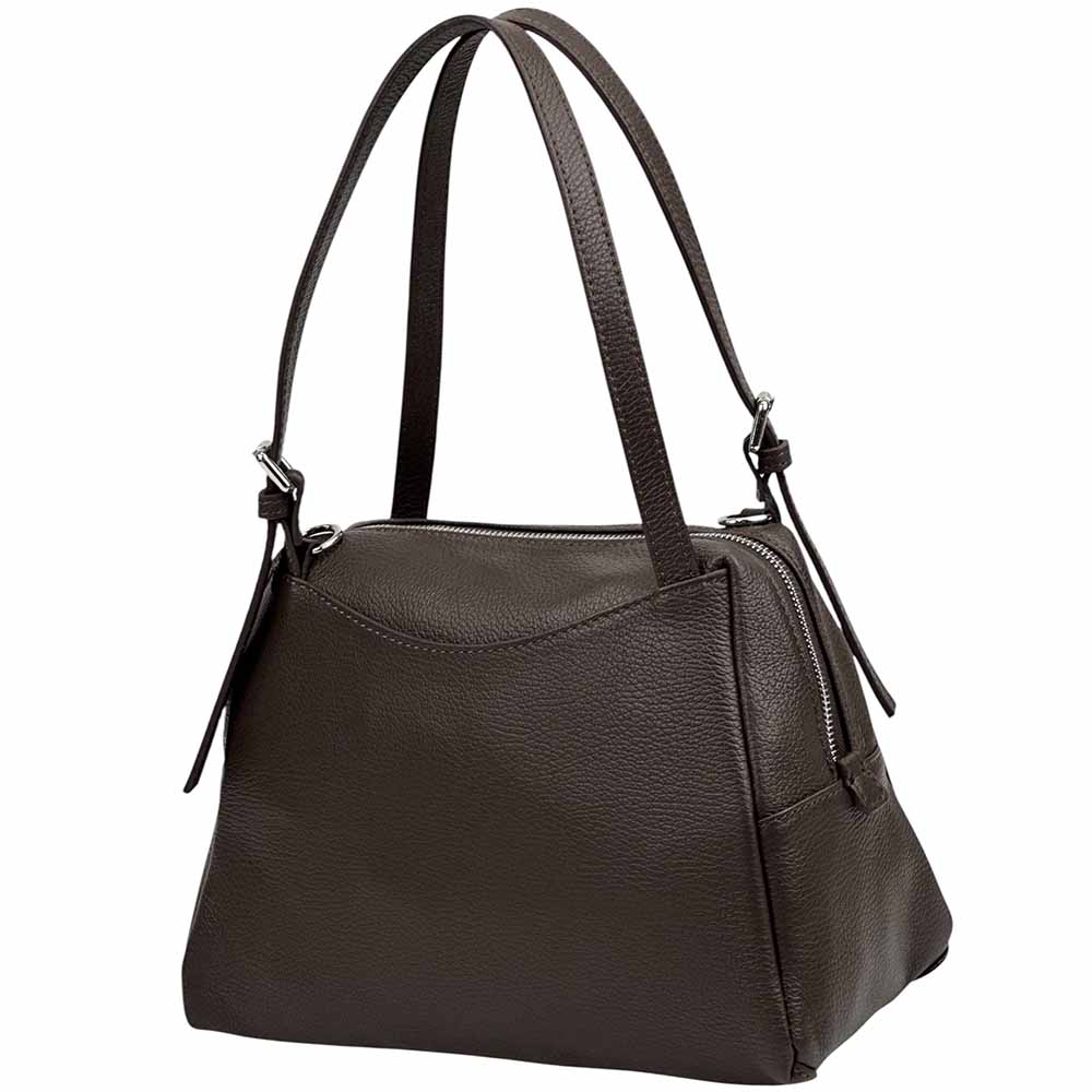 Pia Leather Shoulder Bag – Handmade in Florence from Pebbled Italian Leather - Leather Italiano