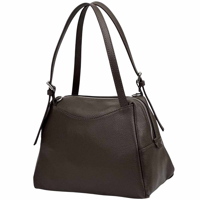 Pia Leather Shoulder Bag – Handmade in Florence from Pebbled Italian Leather - Leather Italiano