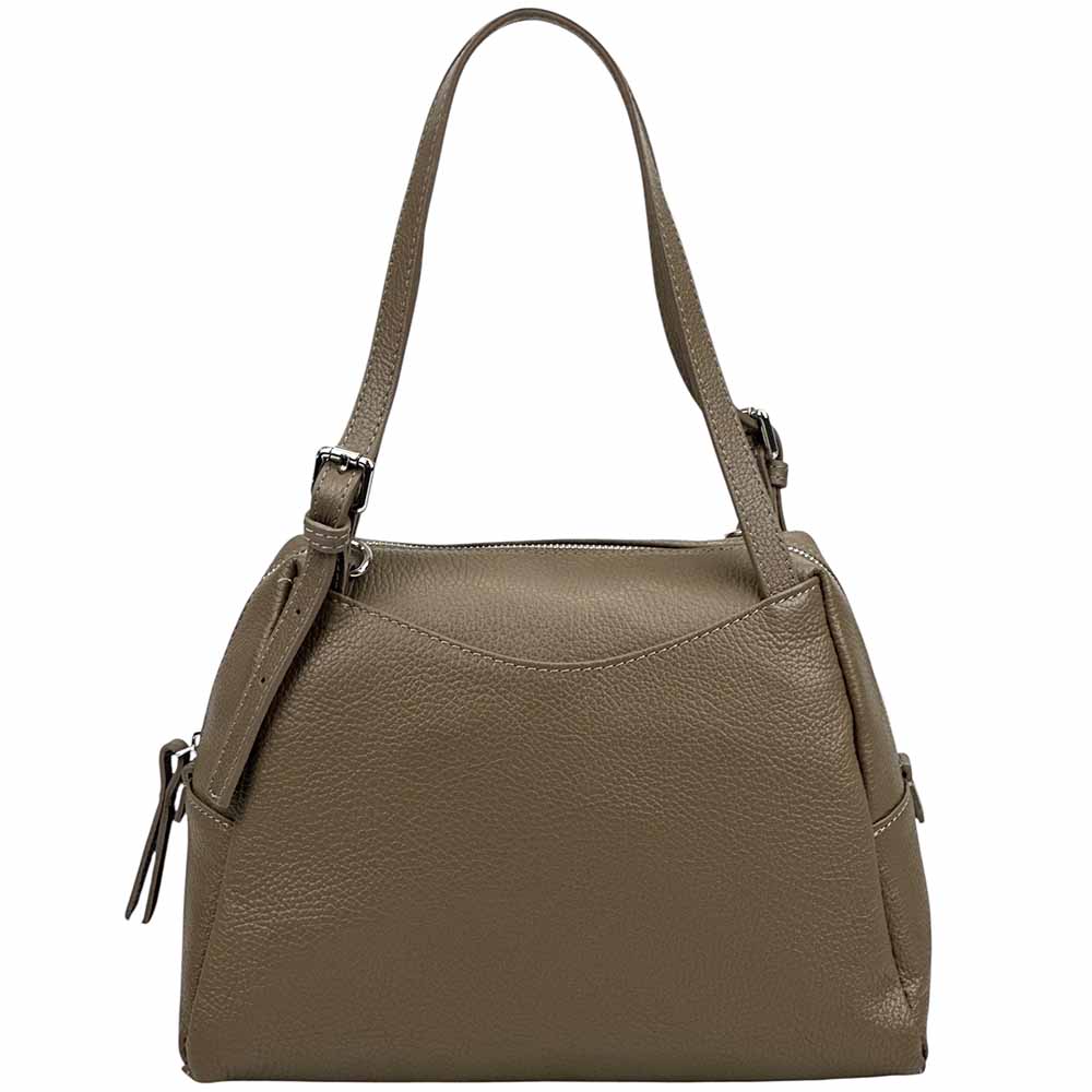 Pia Leather Shoulder Bag – Handmade in Florence from Pebbled Italian Leather - Leather Italiano