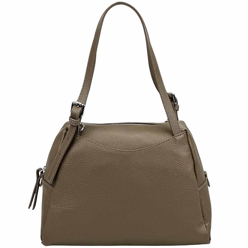 Pia Leather Shoulder Bag – Handmade in Florence from Pebbled Italian Leather - Leather Italiano