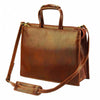 Angled view of Pisa Men's Leather Handbag in Brown