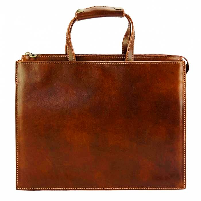 Front view of Pisa Men's Leather Handbag in Brown